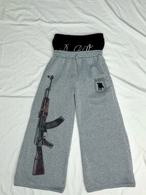 DRIVIN BY WAR wide leg double waisted sweatpants